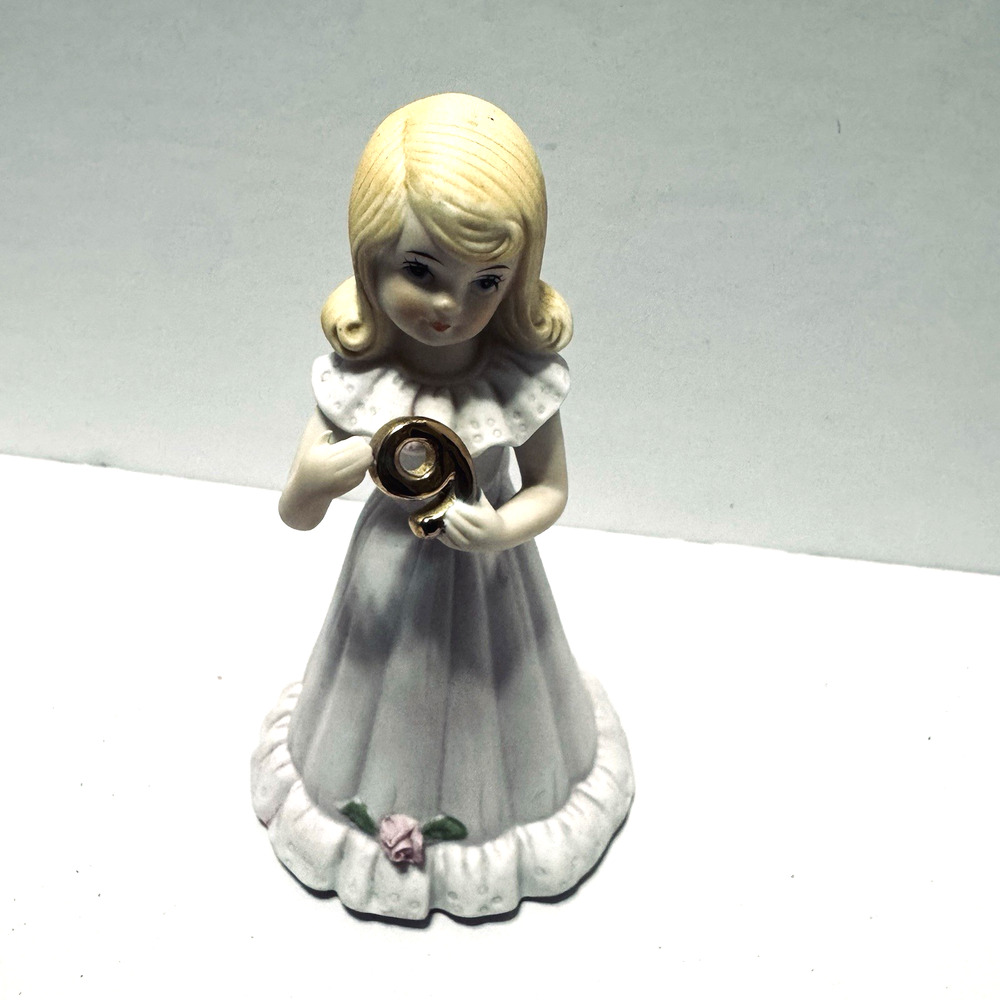 Enesco‎ Growing Up Girls Birthday Figurine Age 9 Blonde Hair 1981 Porcelain